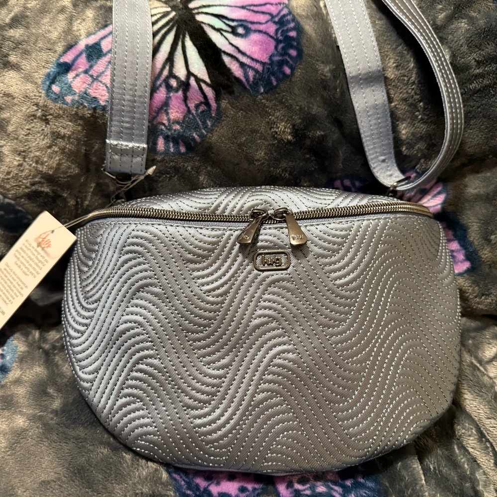 NWT Lug - Tumble in Satin Luxe Metallic Blue Moon Crossbody Bag